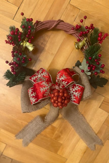 Yapay Çiçek Kapı Süsü Kokina Ve Cipsolu Yılbaşı Kapı Çelengi, Yılbaşı süsü, kapı süsü,