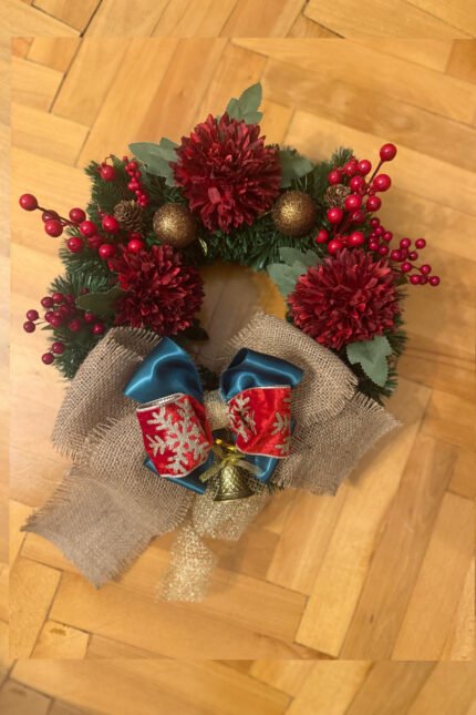 Yapay Çiçek Kapı Süsü Kokina Ve Cipsolu Yılbaşı Kapı Çelengi, Yılbaşı süsü, kapı süsü,