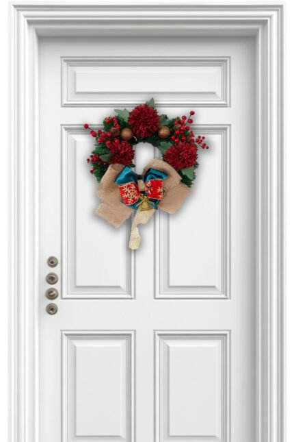Yapay Çiçek Kapı Süsü Kokina Ve Cipsolu Yılbaşı Kapı Çelengi, Yılbaşı süsü, kapı süsü,